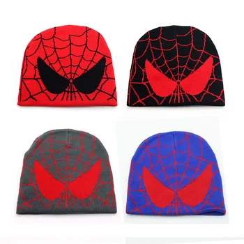  Uus Cartoon Spider Tikitud Beanies Müts Meeste Talvel Autunm Soe Kootud Mütsi Ühise Põllumajanduspoliitika Pehme Vill Skullies Beanies Mütsid Poistele Kingitusi