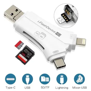  4 1 Micro-Usb/USB-Type-c/USB-SD-Kaardi Lugeja IPhone IPad Mac&Android SD PC-OTG Flash Drive Y-Kujuline Väline Adapter