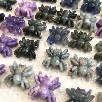  Vilkuvad Päris Loomulik Labrador Crystal spider Käsitsi Valmistatud Nikerdatud Crystal Mood Nikerdatud Loom Figuriin Kingitused