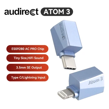  Audirect ATOM3 ESS9280 AC Pro Kaasaskantav DAC Kõrvaklappide Võimendi Atom 3 DSD512 3,5 mm SE Väljund, USB Type C/Välk Sisendiga DAC Amp